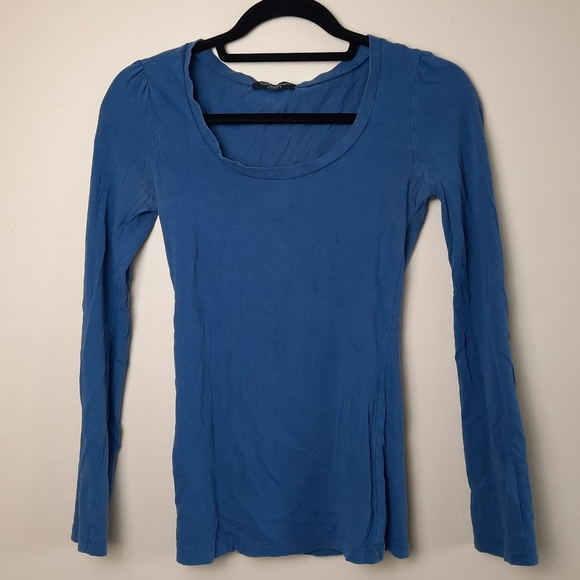 STREETWEAR SOCIETY Blue Scoop Neck Long Sleeve Tee - Picture 1 of 3